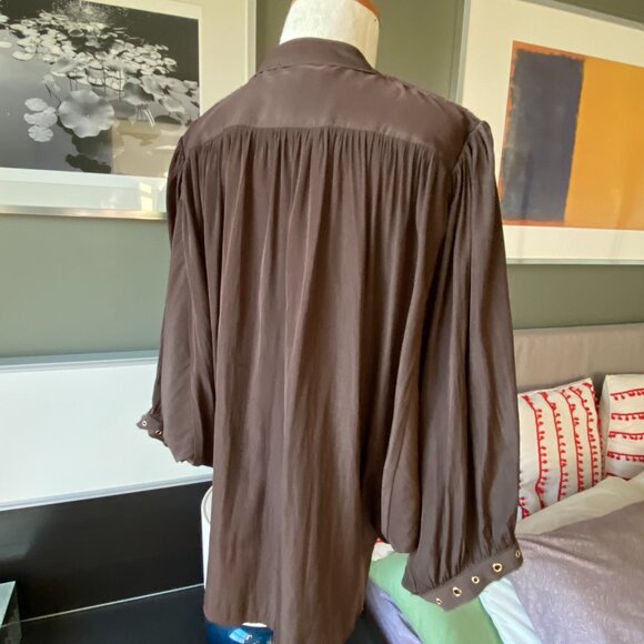 CHICO’s Brown Ring Trim Top Batwing 3/4 Sleeve Top Blouse Chico's Sz 0  - Z2362 - Picture 12 of 12